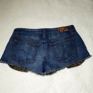 Joe's D Wild Renata Denim Cutoff Shorts With Animal Print Pockets Size 26 EUC